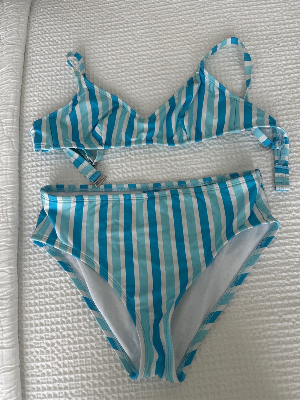 Draper James Blue & White Stripe Two-Piece Swimsuit S top XS bottom